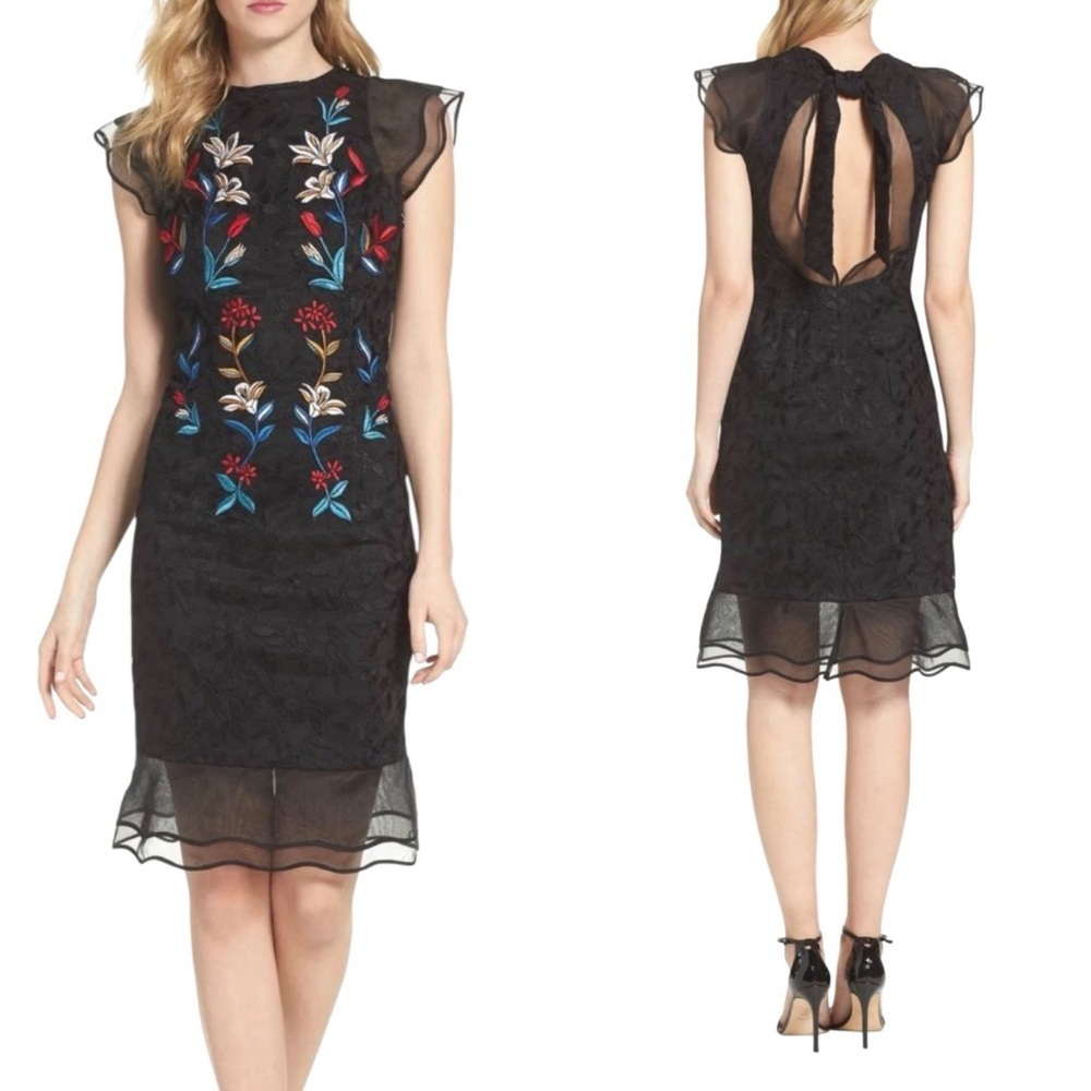 Sachin & Babi Noir Dream Embroidered Trumpet Dress